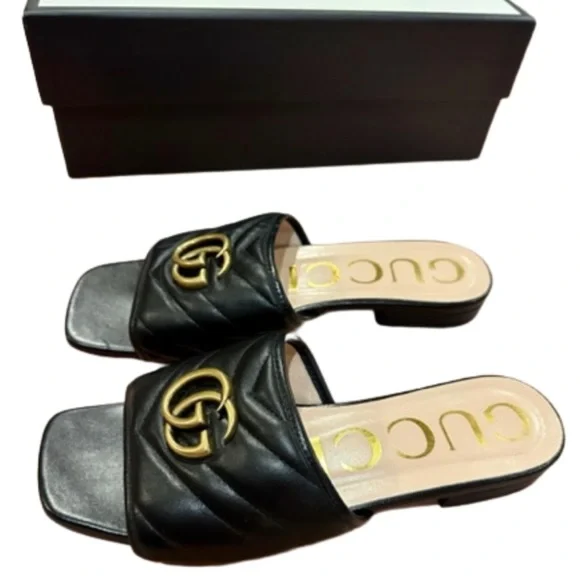 Gucci | Shoes | Gucci Black Leather Slides | Poshmark display picture 1